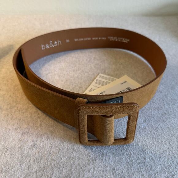 ba&sh Betty Suede Square Buckle Belt in Brown Size 85 (29in) main image 4
